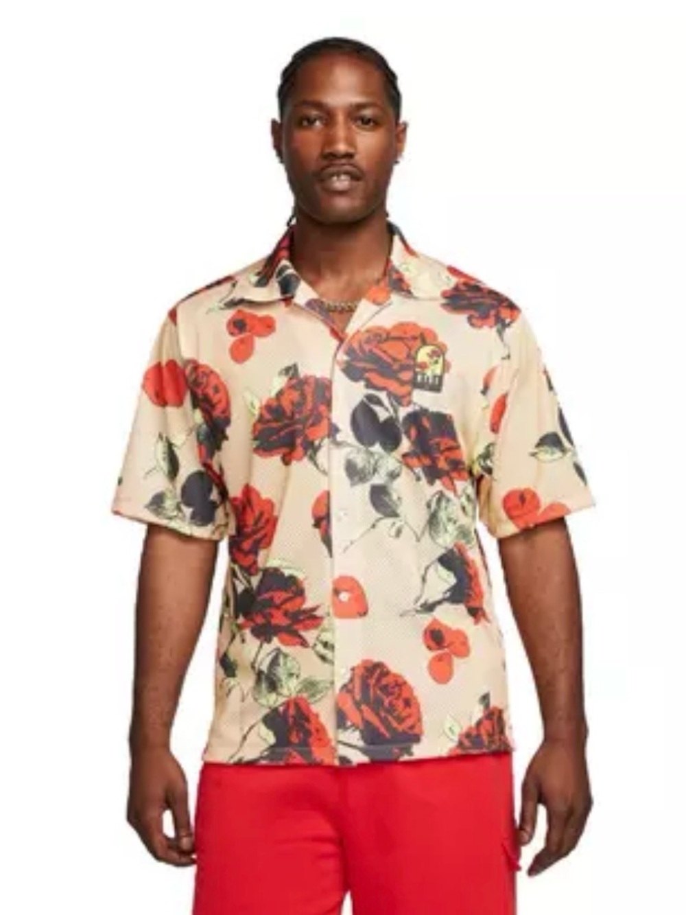 Nike Dri-Fit Rose City Mesh Button Up Floral Shirt Men Sz Small Vacay Beach Luau